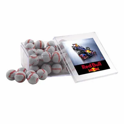 Acrylic Box with Chocolate Baseballs - Large - Custom Stickers Now