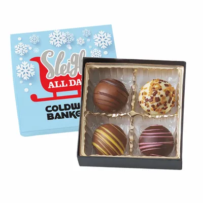 Truffle Gift Box Full Color Lid with 4 Truffles - Custom Stickers Now