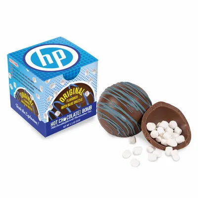 Blue Drizzle Hot Chocolate Bomb in Full Color Gift Box - Custom Stickers Now