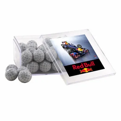 Acrylic Box with Chocolate Golf Balls - Large - Custom Stickers Now