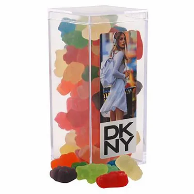 Clever Candy Large Rectangle Acrylic Candy Box with Gummy Bears - Custom Stickers Now