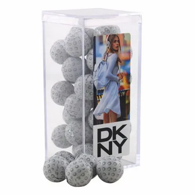 Acrylic Box with Chocolate Golf Balls - Medium - Custom Stickers Now