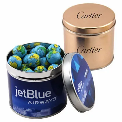 Round Tin with Chocolate Globes - SBF4100 - Custom Stickers Now
