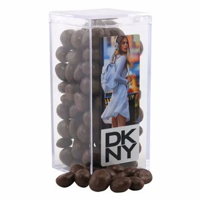 Acrylic Box with Chocolate Covered Peanuts - Medium - Custom Stickers Now