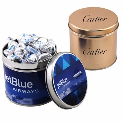 Round Tin with Hershey Kisses - Custom Stickers Now