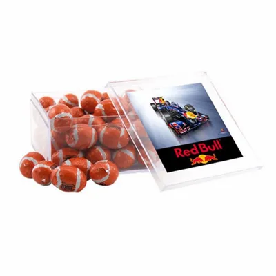 Acrylic Box with Chocolate Footballs - Large - Custom Stickers Now
