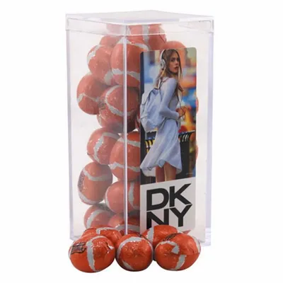 Acrylic Box with Chocolate Footballs - Medium - Custom Stickers Now