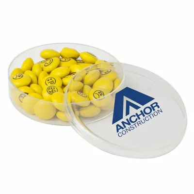 Small Round Acrylic with Chocolate Button Emojis - Custom Stickers Now