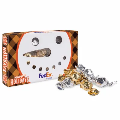 Snowman Die Cut Box with Twist Wrapped Truffles - Custom Stickers Now