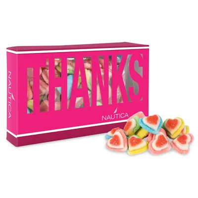 Thanks Die Cut Box with Triple Layer Hearts - Custom Stickers Now
