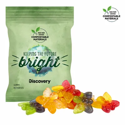 2oz. ECO-Digibag, Compostable & Full Color, Gummy Butterflies - Custom Stickers Now