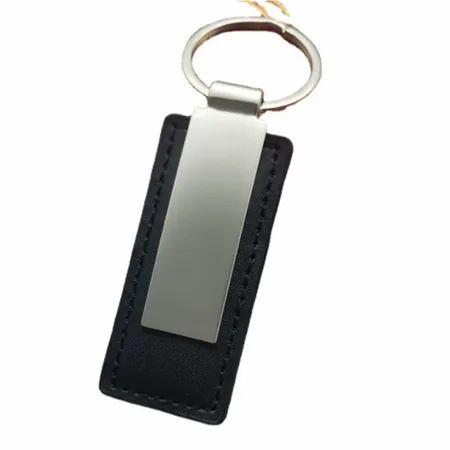 Rectangle Leather & Metal Keychain Rectangle Leather & Metal Keychain - Custom Stickers Now