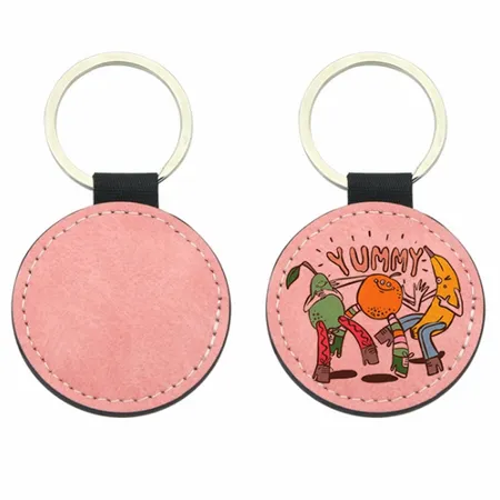 Full-Color Circle Leather Keychain Full-Color Circle Leather Keychain - Custom Stickers Now
