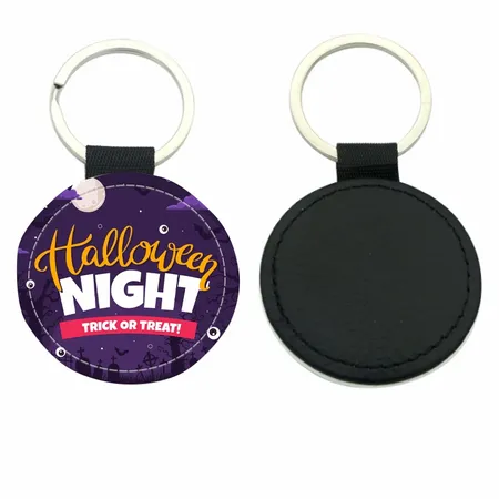 Circle Leather Keychain Circle Leather Keychain - Custom Stickers Now