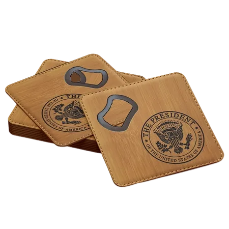 Leather Bottle Opener Coaster - Custom Stickers Now