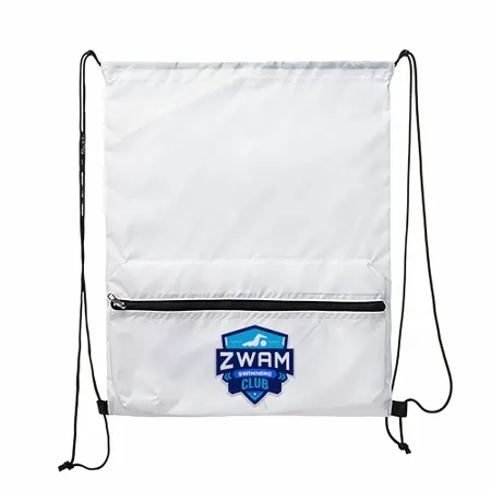 Zip Pocket Drawstring Bag Zip Pocket Drawstring Bag - Custom Stickers Now