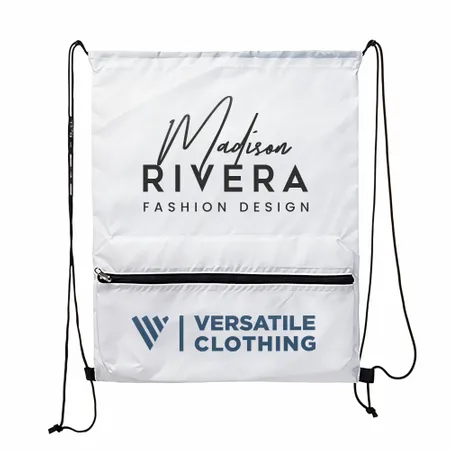 Zip Pocket Drawstring Bag Zip Pocket Drawstring Bag - Custom Stickers Now