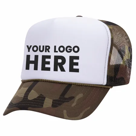 Otto 49-158 5-Panel High Crown Foam Trucker Hat - Camo - Custom Stickers Now
