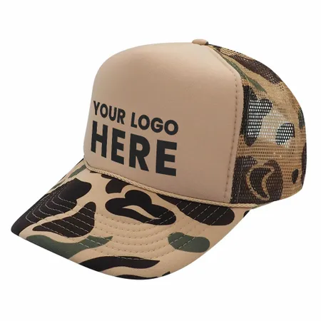 Nissun CPC - Foam Trucker Hat Camo, 5-Panel Camouflage Cap - Custom Stickers Now