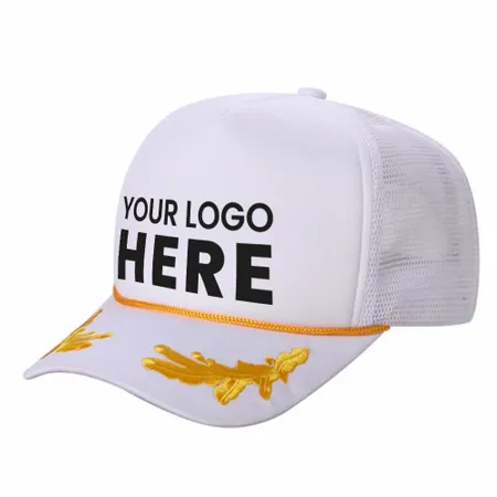 Unbranded Captain Military Foam Trucker Hat with Gold Leaf - Custom Stickers Now