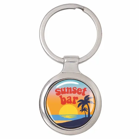 Fashionable Round Metal Keychain - Custom Stickers Now