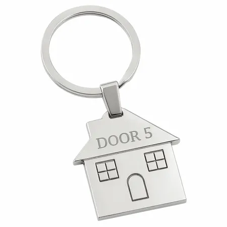 Happy Home Metal Keychain - Custom Stickers Now