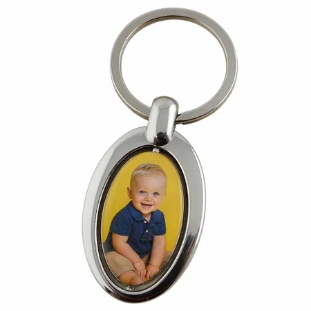 Spinning Oval Metal Keychain - Custom Stickers Now