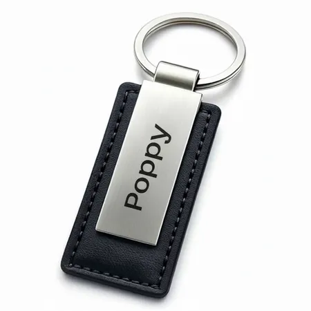 Rectangle Leather & Metal Keychain - Custom Stickers Now