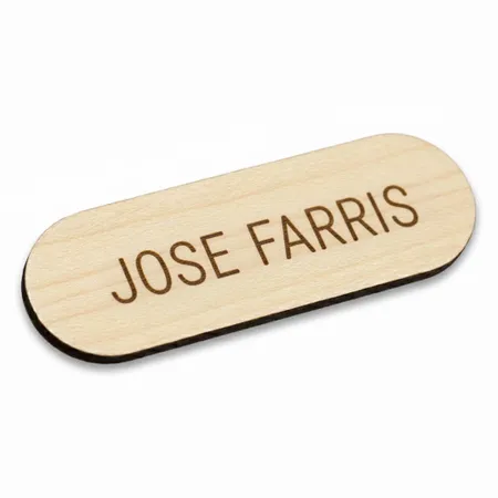 Wooden Name Badges - Custom Stickers Now