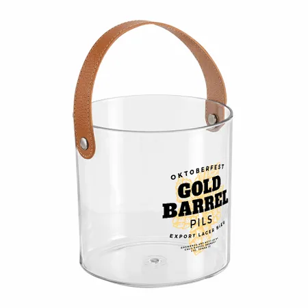 Leather-Strap Clear Drink Buckets - Custom Stickers Now