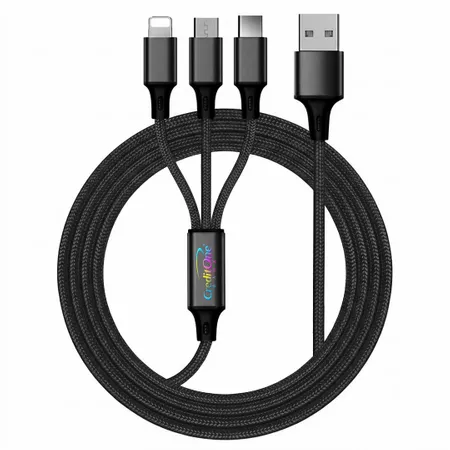 Nylon Braided 3-in-1 Charging Cables - Custom Stickers Now
