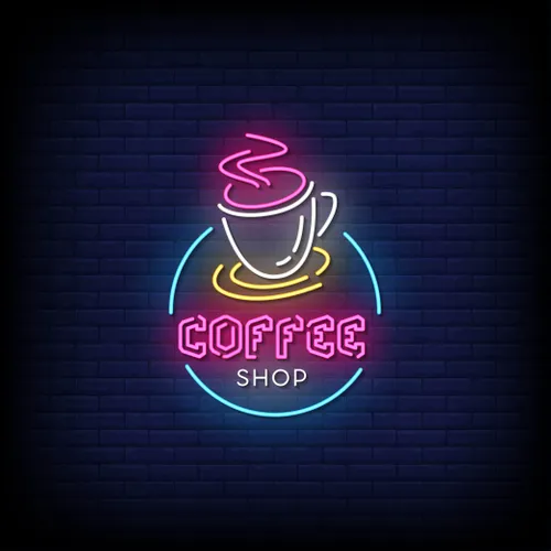 Coffee Shop Neon Sign - Custom Stickers Now