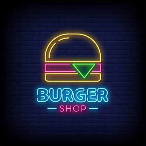 Burger Shop Neon Sign - Custom Stickers Now