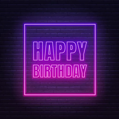 Happy Birthday Framed Neon Sign - Custom Stickers Now