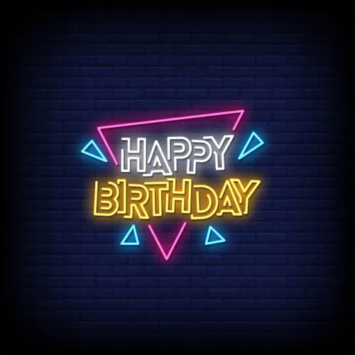 Angles Happy Birthday Neon Sign - Custom Stickers Now