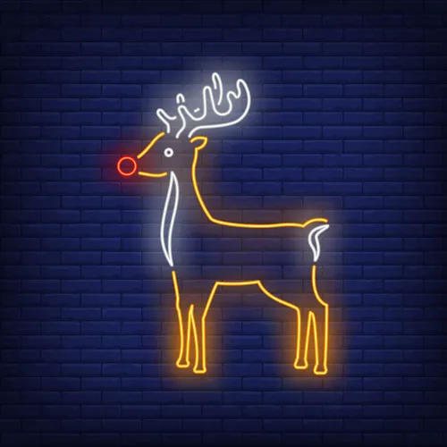 Cute Reindeer Neon Sign - Custom Stickers Now