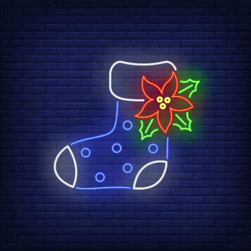 Boot Sock with Ponsettia Flower Neon Sign - Custom Stickers Now