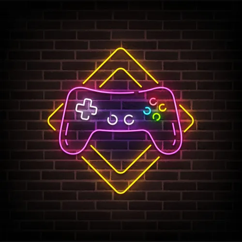 Gamer Joystick Neon Sign - Custom Stickers Now
