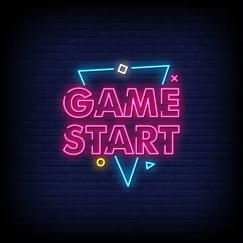Game Start Neon Sign - Custom Stickers Now
