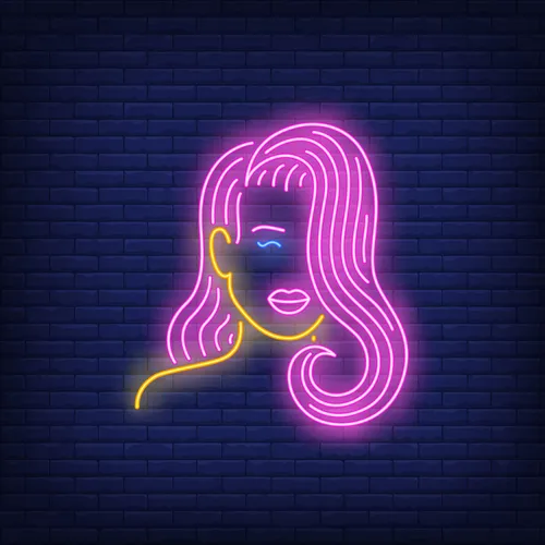 Girl with Pink Hair Neon Sign - Custom Stickers Now