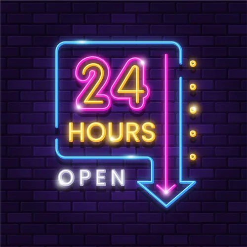 24 Hours Open Neon Sign - Custom Stickers Now