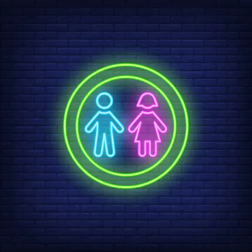 Boy & Girl Silhouettes Circle Neon Sign - Custom Stickers Now