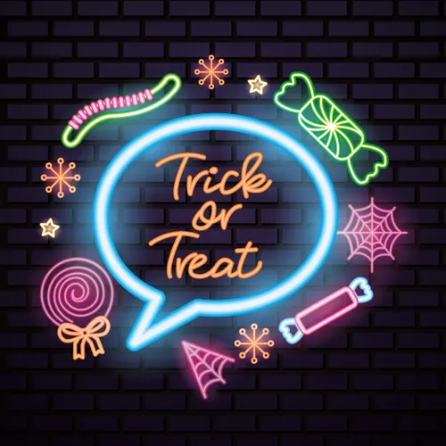 Cutie Trick Or Treat Neon Sign - Custom Stickers Now