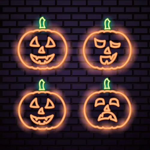 Orange Pumpkin Neon Sign - Custom Stickers Now