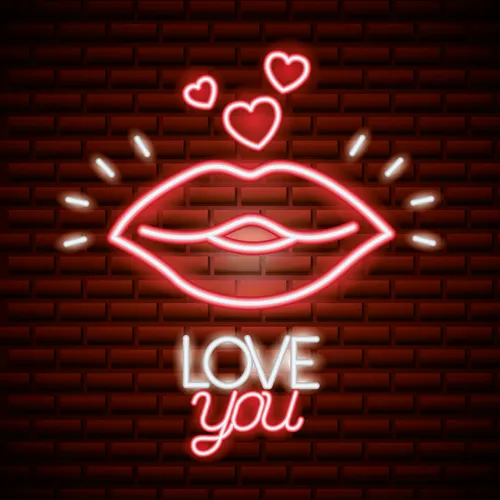 Lips with Love You Neon Sign - Custom Stickers Now