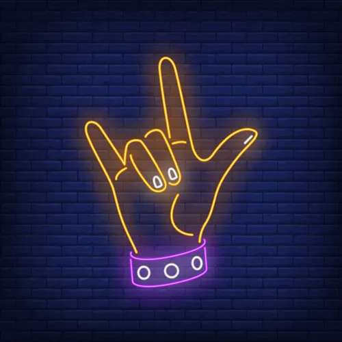 Rock Gesture Neon Sign - Custom Stickers Now