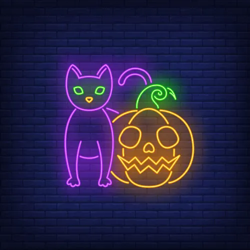 Scary Pumpkin Cat Neon Sign - Custom Stickers Now