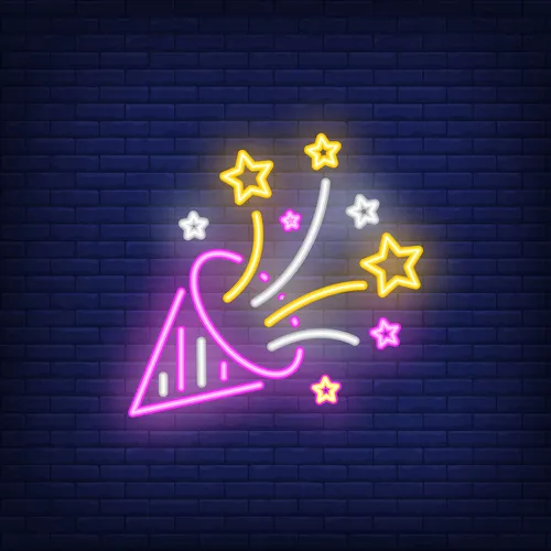Party Hat Neon Sign - Custom Stickers Now