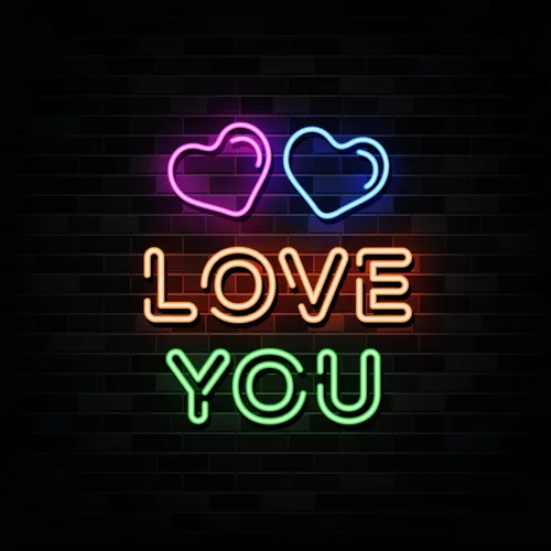 Love You Neon Sign - Custom Stickers Now