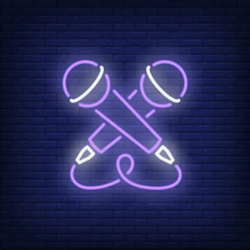 Crossed Microphone Neon Sign - Custom Stickers Now